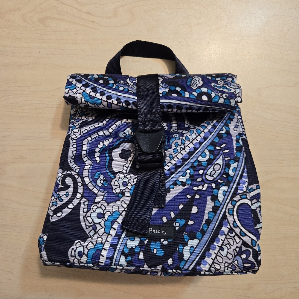 Vera Bradley Insulated Lunch Bag – Roll-Top Style in Blue Paisley Print